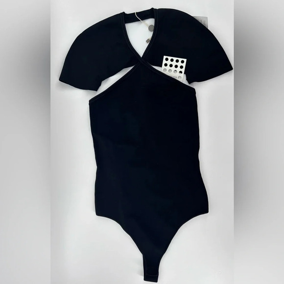 NWT KHAITE Vita Bodysuit Ribbed Cutout Size M Black Thong Back - Picture 6 of 14